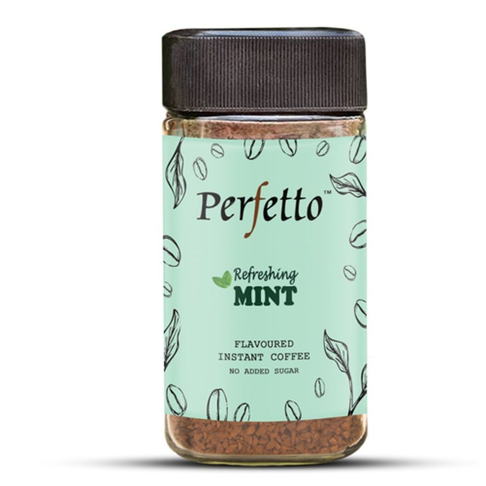Brown Powder Perfetto Refreshing Mint Flavoured Instant Coffee, Packaging Size: 50g, 100g