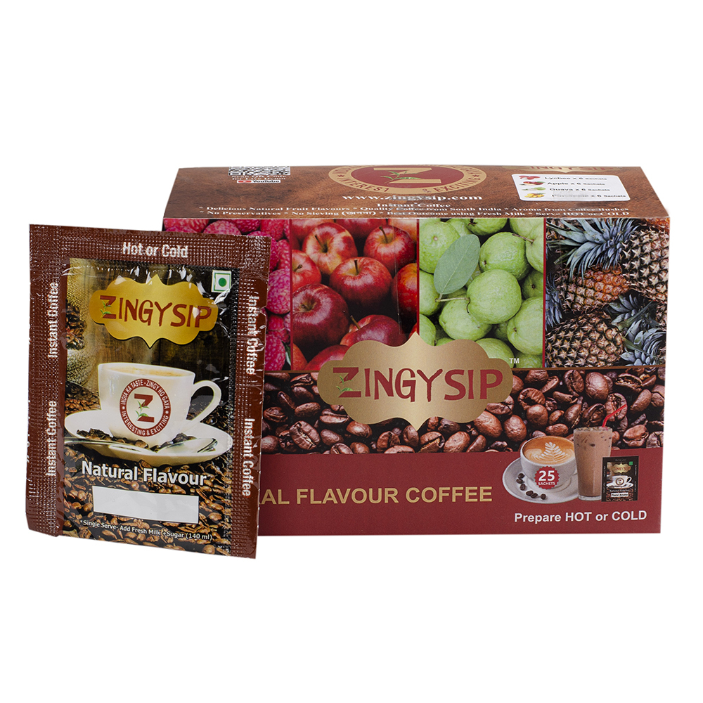 Zingysip Fruit Combo Coffee -Lychee Apple Guava Pineapple, Packaging Type: Box