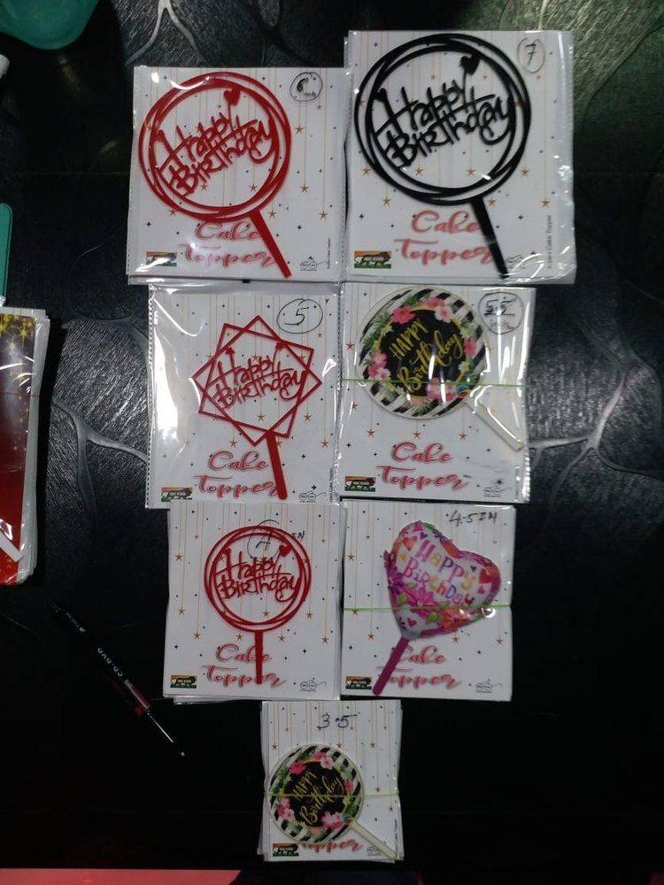 Red 100 Happy Birthday Acrylic Cake Topper cake topper, Packaging Type: Packet