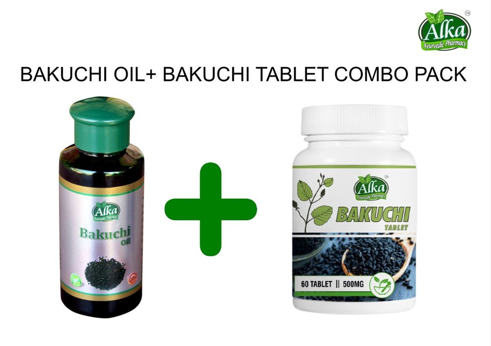 ALKA AYURVEDIC PHARMACY Pure Bakuchi Oil+ Tablets for Vitiligo/White Skin Patches