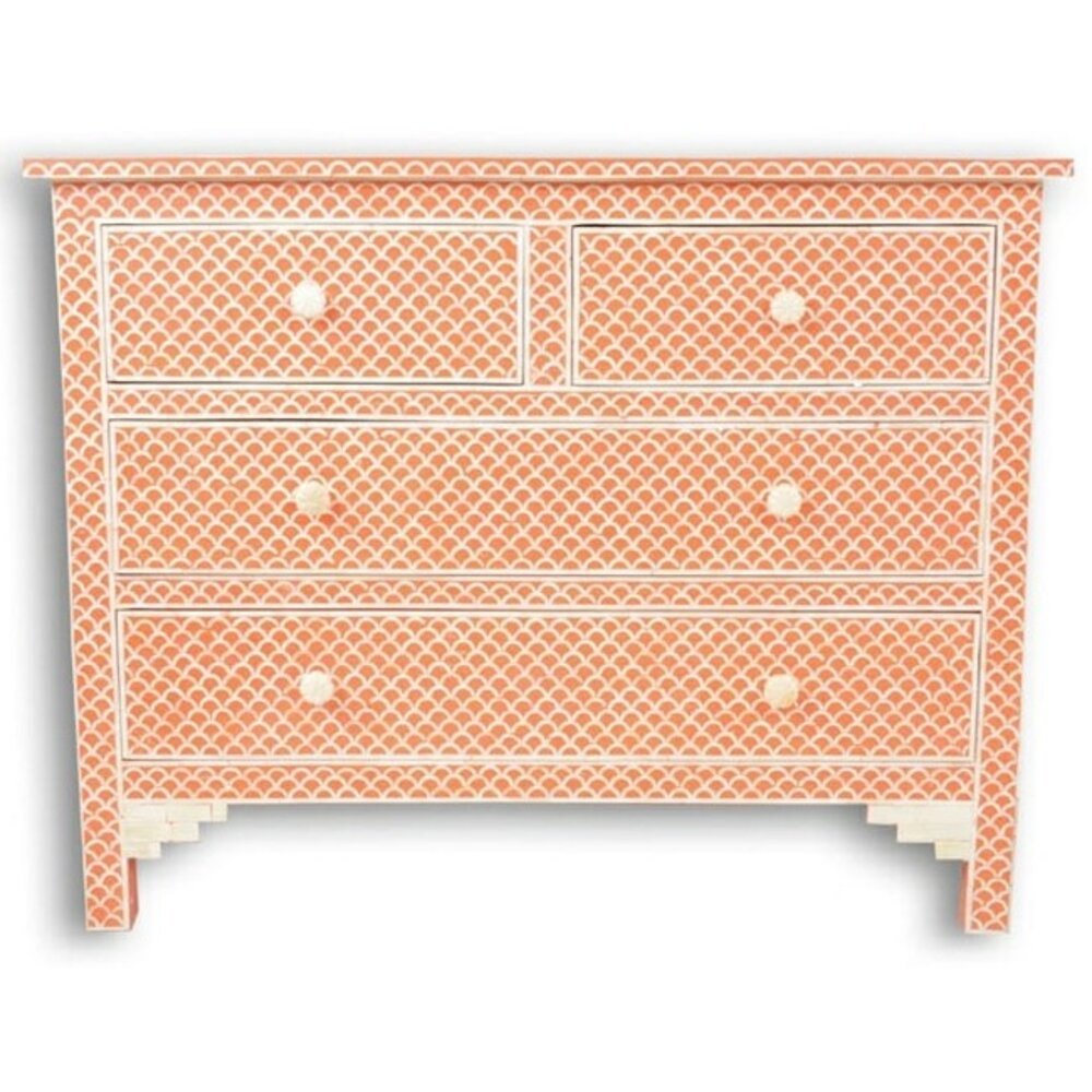 Orange Zigzag Bone Inlay Chest, Packaging Type: Standard