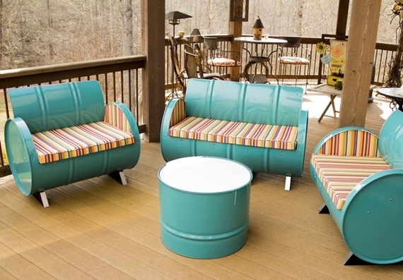 Metal Standard Industrial Drum Sofa Set, Size: Traditional, Back Style: Cushion back