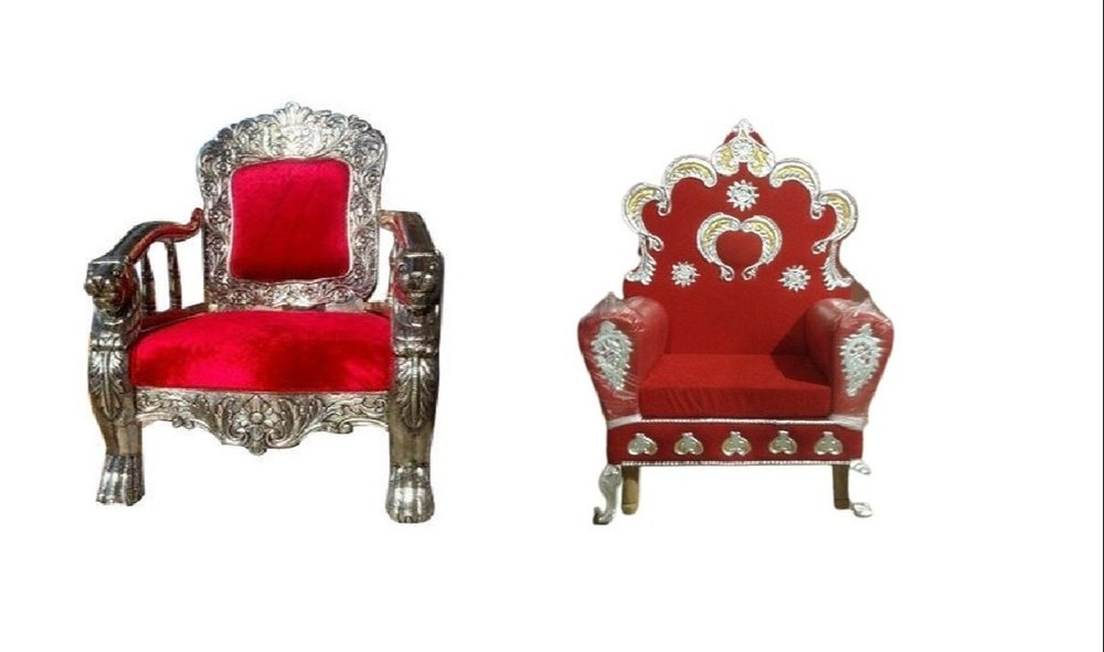 Contemporary Silver And Red Wedding Sofa Set