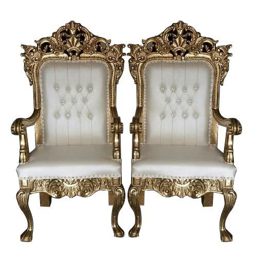 Cream & Golden Metal Wedding Chair, For Home