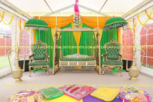 Mehndi Stage Pakistani Themed Swing Set South Asian Wedding Swing Chairs Decorated Jhoola Events