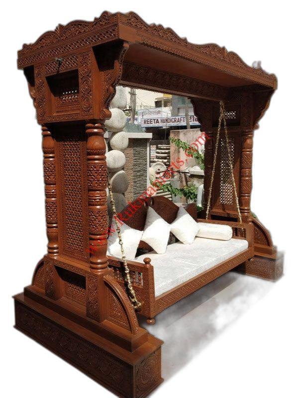 Modern Royal Wooden Jhoola, Hand Carving