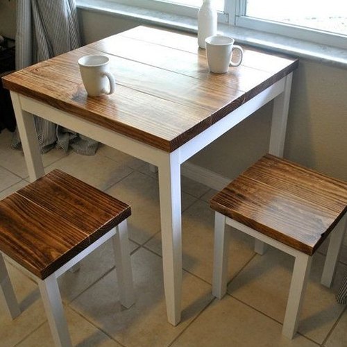 White, Brown Rectangular Cafe Wooden Chair And Table, Seating Capacity: 4, Size: L24 X W24 X H30