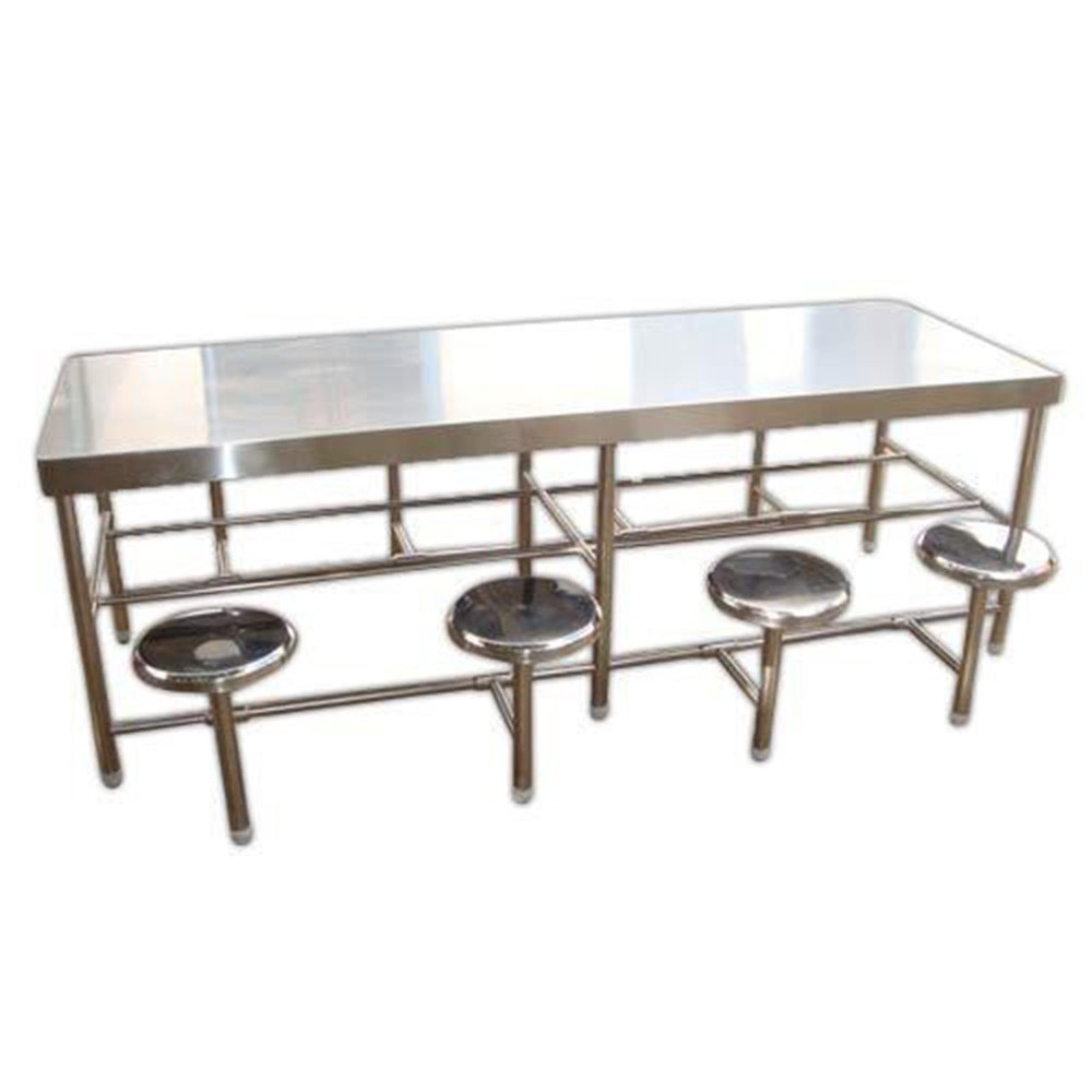 Own Manufacturing Silver 8 Seater Dining Table Set, For Canteen