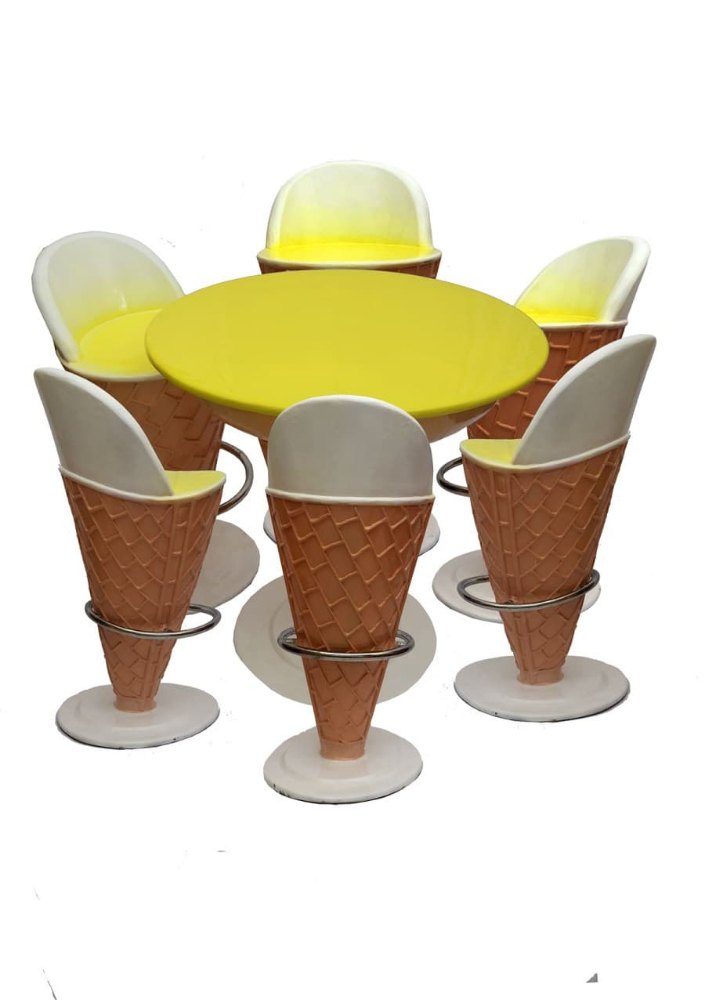 waahkart.com Fiber Ice Cream Shape - Set Of 1 Table And 1 Chair