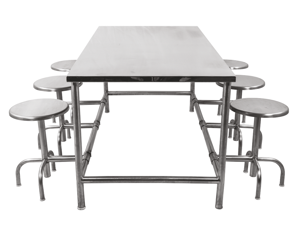 Wrought Iron 6 Seater Ss Dining Table With Foldable Stools, Size: (Size: 72l X 34b X 31h)