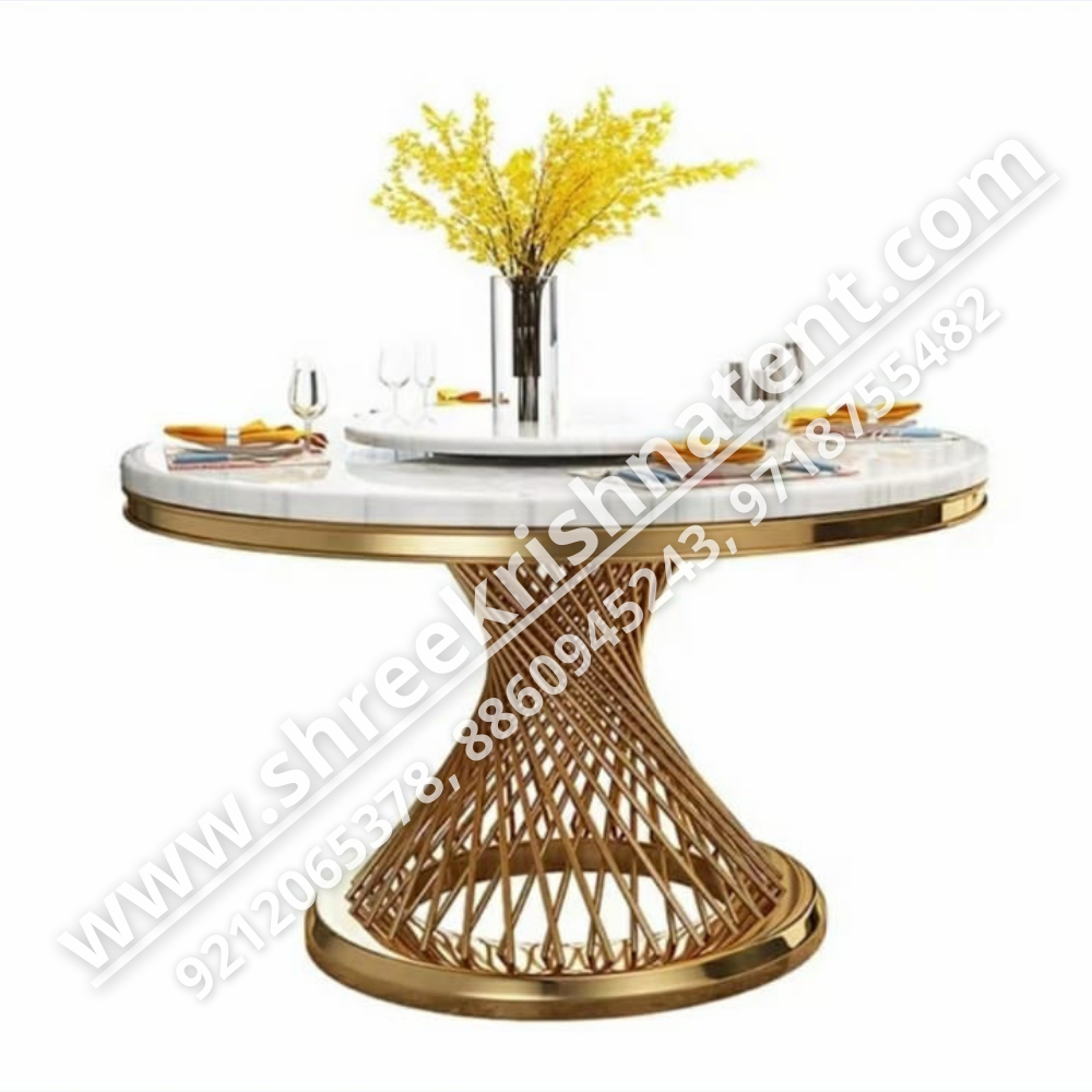 Imported Banquet Stainless Steel Marble Table, Size/Dimension: Variable, Seating Capacity: 8