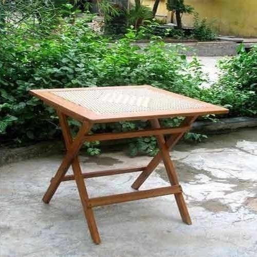 Brown Rectangular Wooden Folding Table
