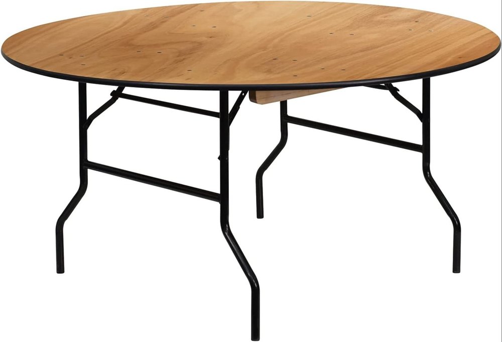Mild Steel Frame Red Banquet Foldable Round Table