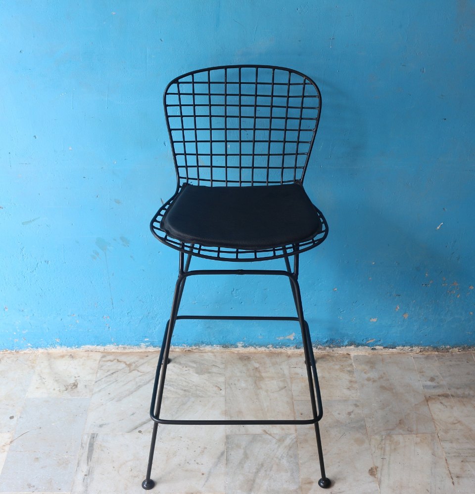 Black Outdoor Bar Chair With Cushion Bar Furniture High Bar Chair, Size: 30 Height