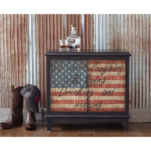 Soni Art Exports Rustic American Flag Wooden Bar Cabinet