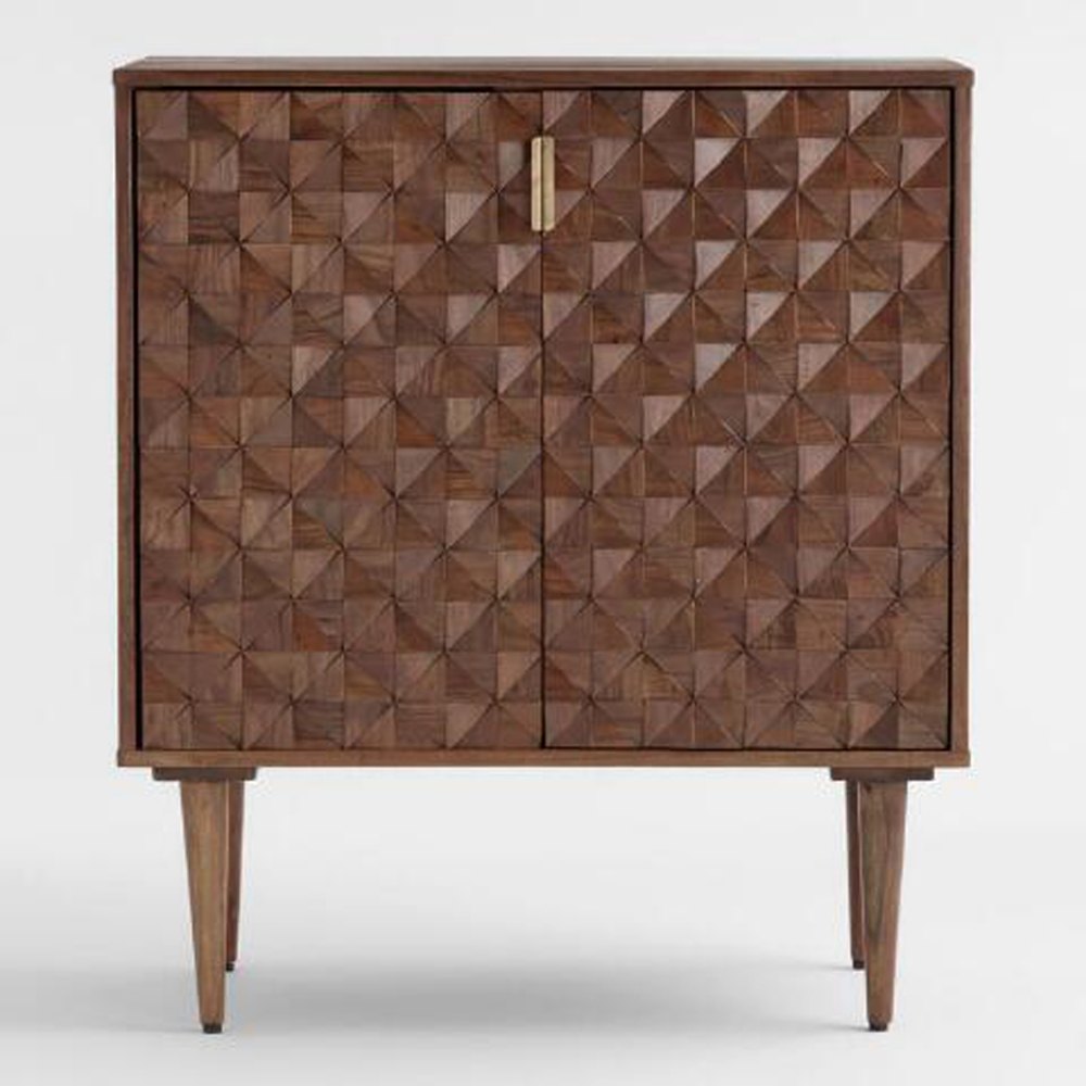 Soni Art Exports Brown Color Royton Mango Wood Bar Storage Unit With 2 Gate 32x16x36 Inch