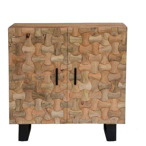 Solid Mango Wood Industrial Design Bar Cabinet, Size: 34 x 32 x 16 inch