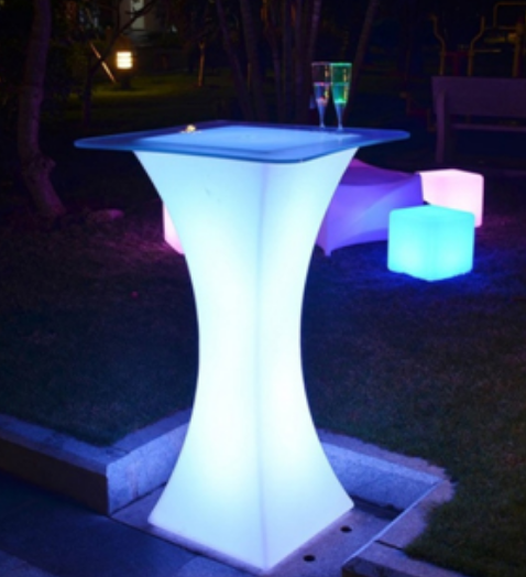 Ainka 43x43x110cm (63x63cm Glass) LED Cocktail Table