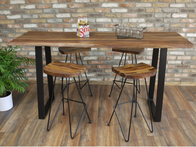 105 Cm MS Modern Acacia Wood Bar Table Set, Seating Capacity: 4