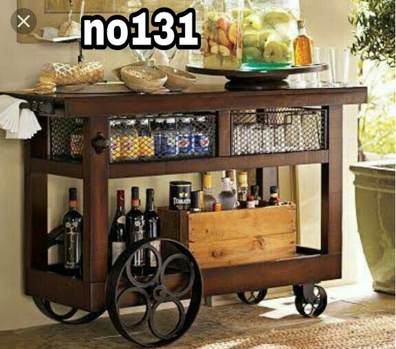 Brown Rectangular Trolley Bar Table