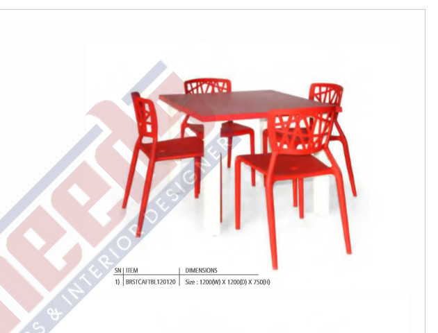 Metal Bistro Cafeteria Sqaure Table, Seating Capacity: 4, Size: 1200 X 1200 X 750