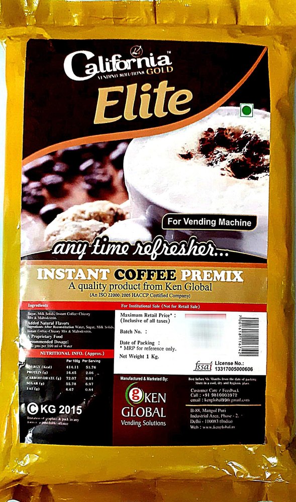California Elite Coffee Premix ( Low Sugar), Packaging Type: Packet, Pack Size: 1 Kg