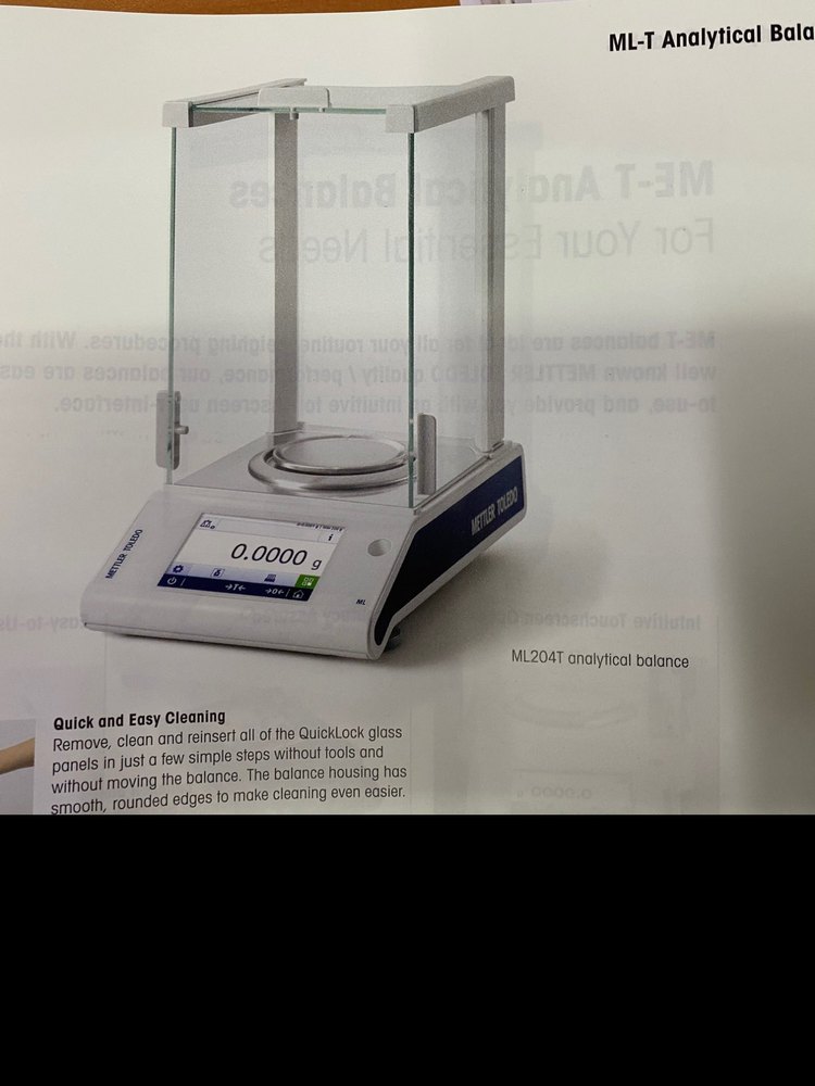 Fully Automatic Table Top Scale Mettler Analytical Balance ME-T Cap 220G/.1Mg Mez 204 T, For Laboratory, Size: 210X344X344MM