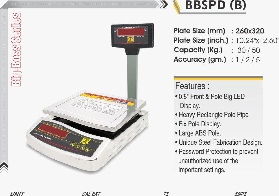 Stainless Steel Jivan Nagji & Sons Electronic Digital Weighing Scale Machine, Model Name/Number: Spd