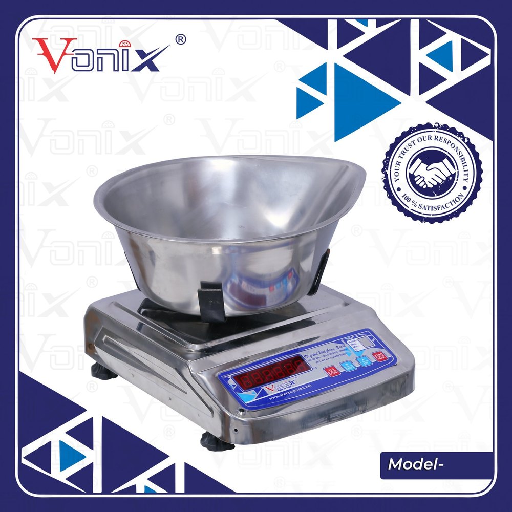 Bowl Stainless Steel Counter Weighing Scale, Model Name/Number: Vonix-t, Capacity: 10/20kg