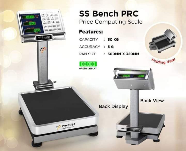 Erros India Table Top Bench Price Computing Scale, Size: 300x350mm, Capacity: 50kg