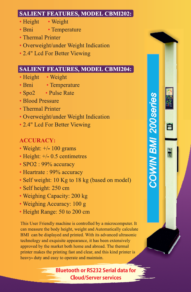 Digital CoWin 200 Bmi Machine, 100 Grams, Model Name/Number: CBMI200
