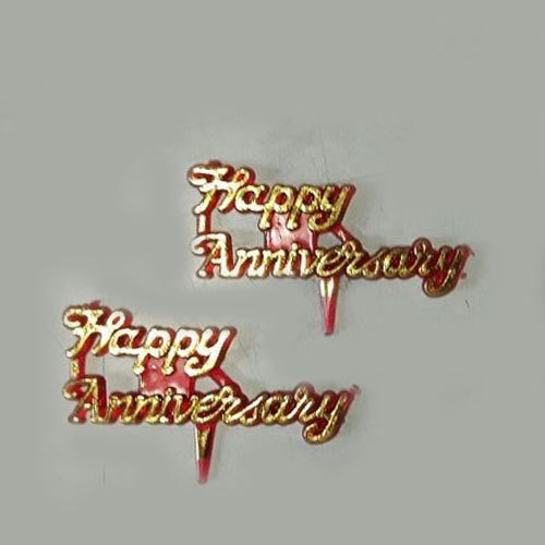 Golden, Red Plastic Anniversary Cake Logo, For in Cakes Decoration, Packaging Type: Packet