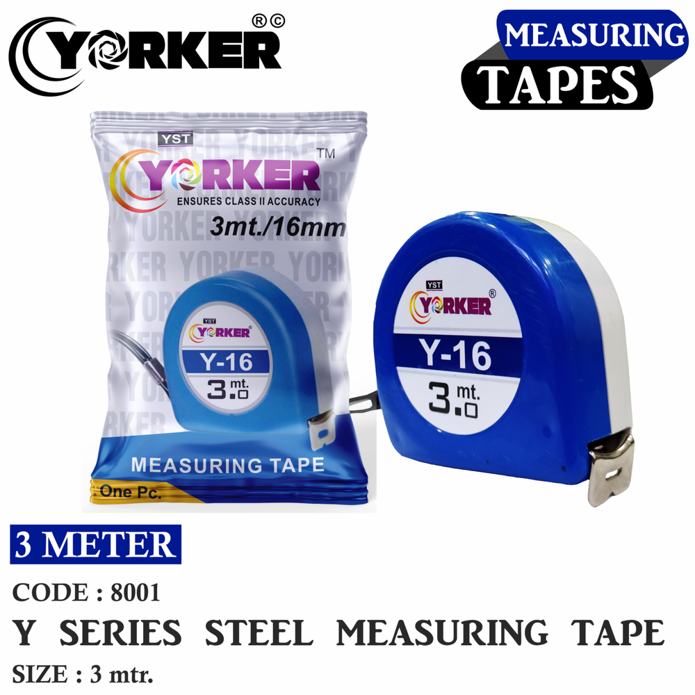 Yorker Y SERIES 3MTR MEASURING TAPES, For Measurement, Size: 16MM