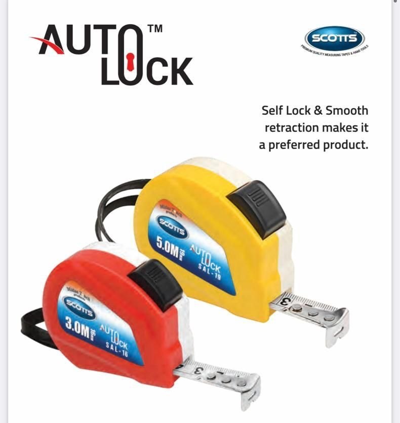 SCOOTS Scotts Auto Lock Measuring Tape, For Measurement, Size: 3/16 And 5/19