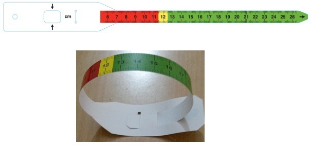 SS Medsys Tri Color MUAC Tape, Size: 26.5 Cm