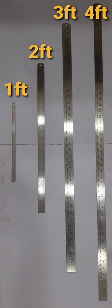 AJANTA Stainless Steel SS Measuring Scale, Size: 1 Feet To 6 Feet