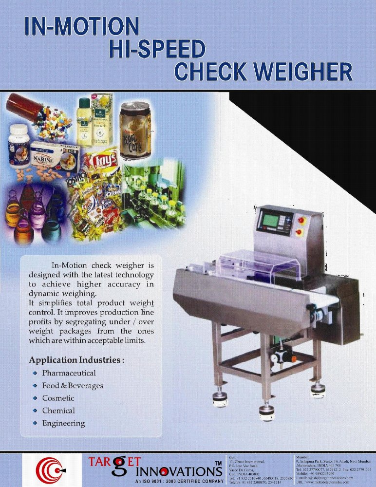 Ss For Online Weighing Check Weigher, Model Number: Tcw