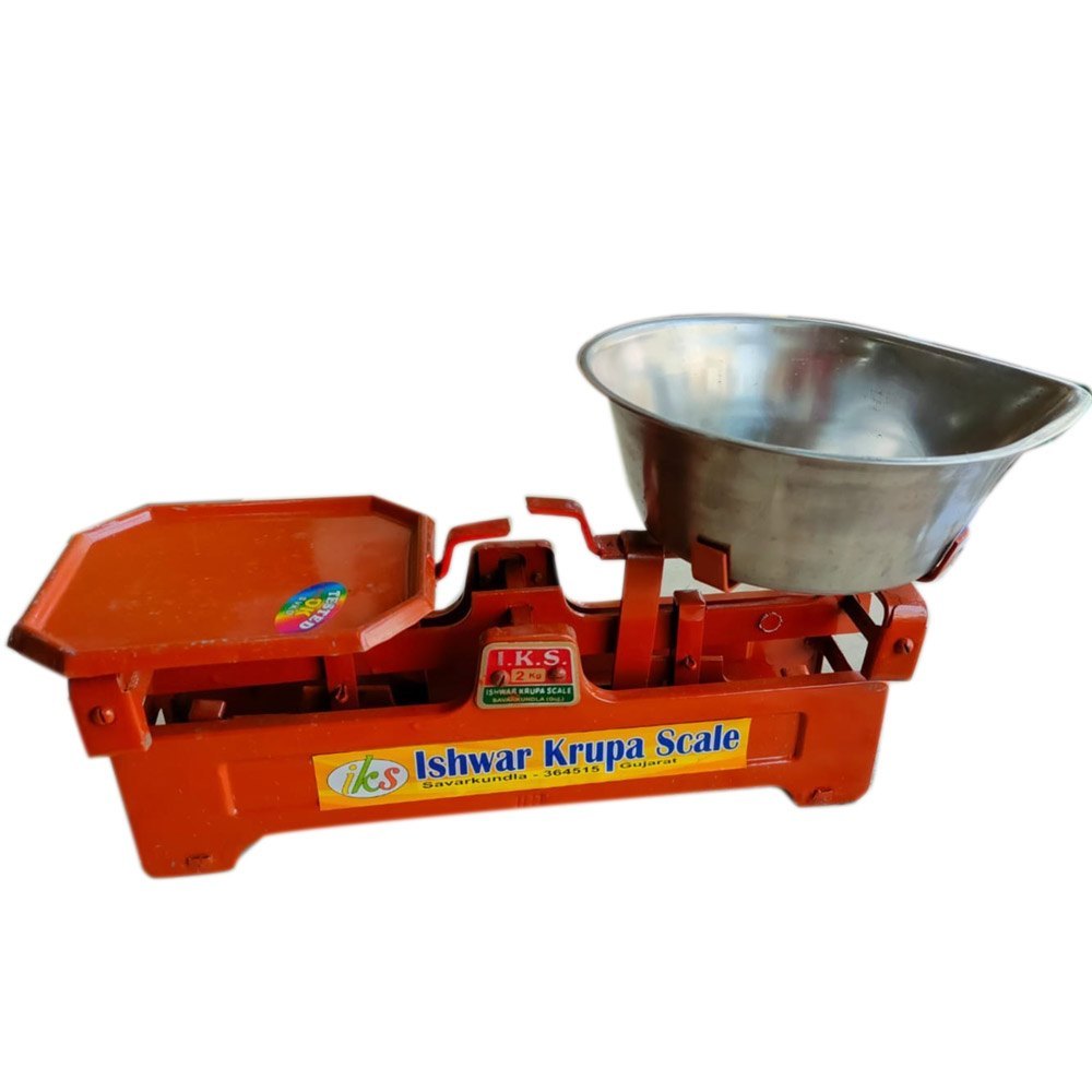 Mild Steel Table Top Orange Color Ishwar Krupra Mechanical Counter Scale, For Shops, 2 kg