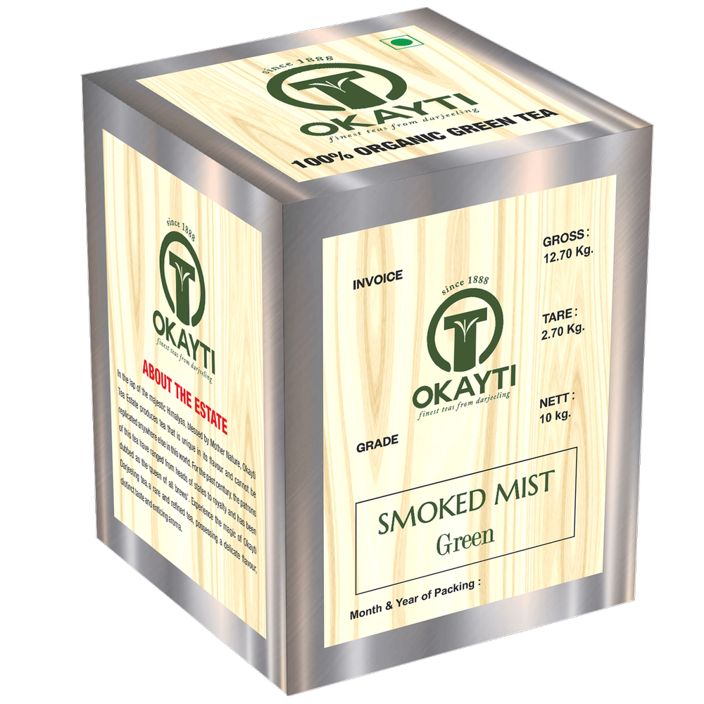 Organic Okayti Darjeeling Smoked Mist Green Tea, Packaging Type: Box, Packaging Size: 10kg