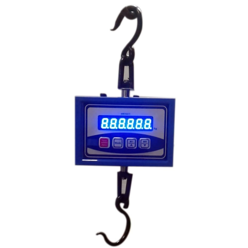 Santro Mild Steel 60kg Blue Digital Hanging Scale, For Weighing, Size: Small With Hook