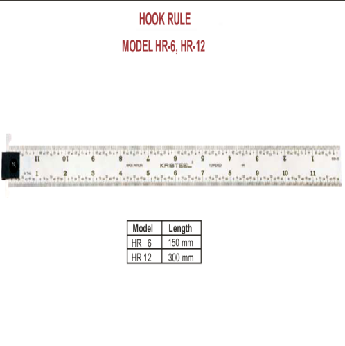 SS Hook Ruler, Size: 14 Inch