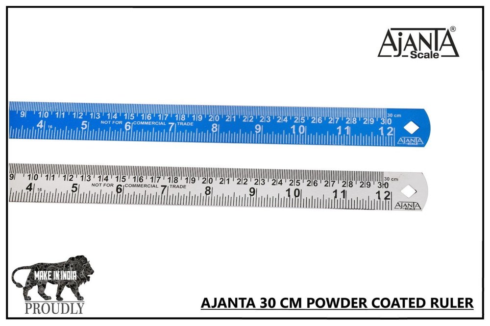 Stainless Steel Ajanta Foot Ruler 30 Cm Blue, 10 Pieces
