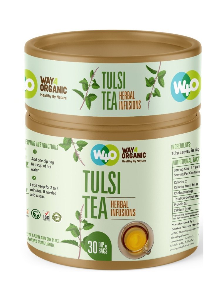 Genius Nature Herbs Pvt Ltd Paper Canister Way4Organic Tulsi Tea - 30 Dips, Packaging Size: 100GRAM