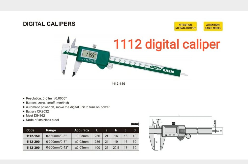 Insize Steel Digital Vernier Caliper, Accuracy: 0.03mm, Size/Dimension: 150mm To Start