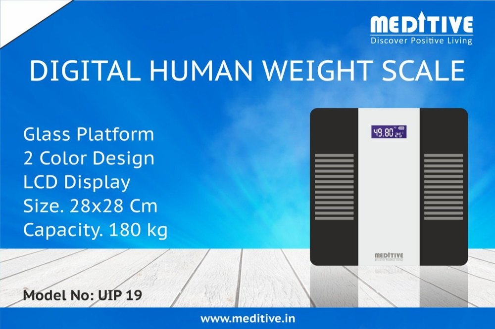 MEDITIVE Digital Bathroom Weighing Scale, Battery, Maximum Capacity: 180 Kg