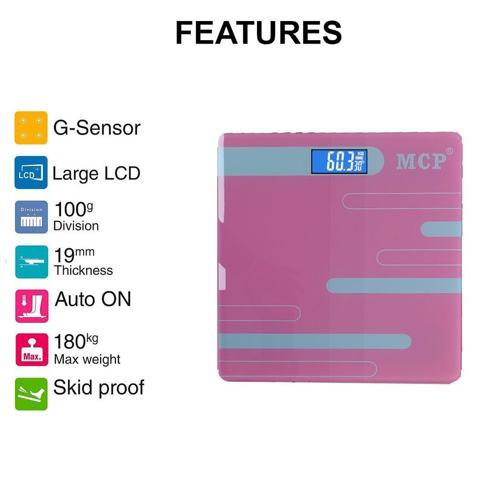 MCP glass Digital PInk Weighting Scale