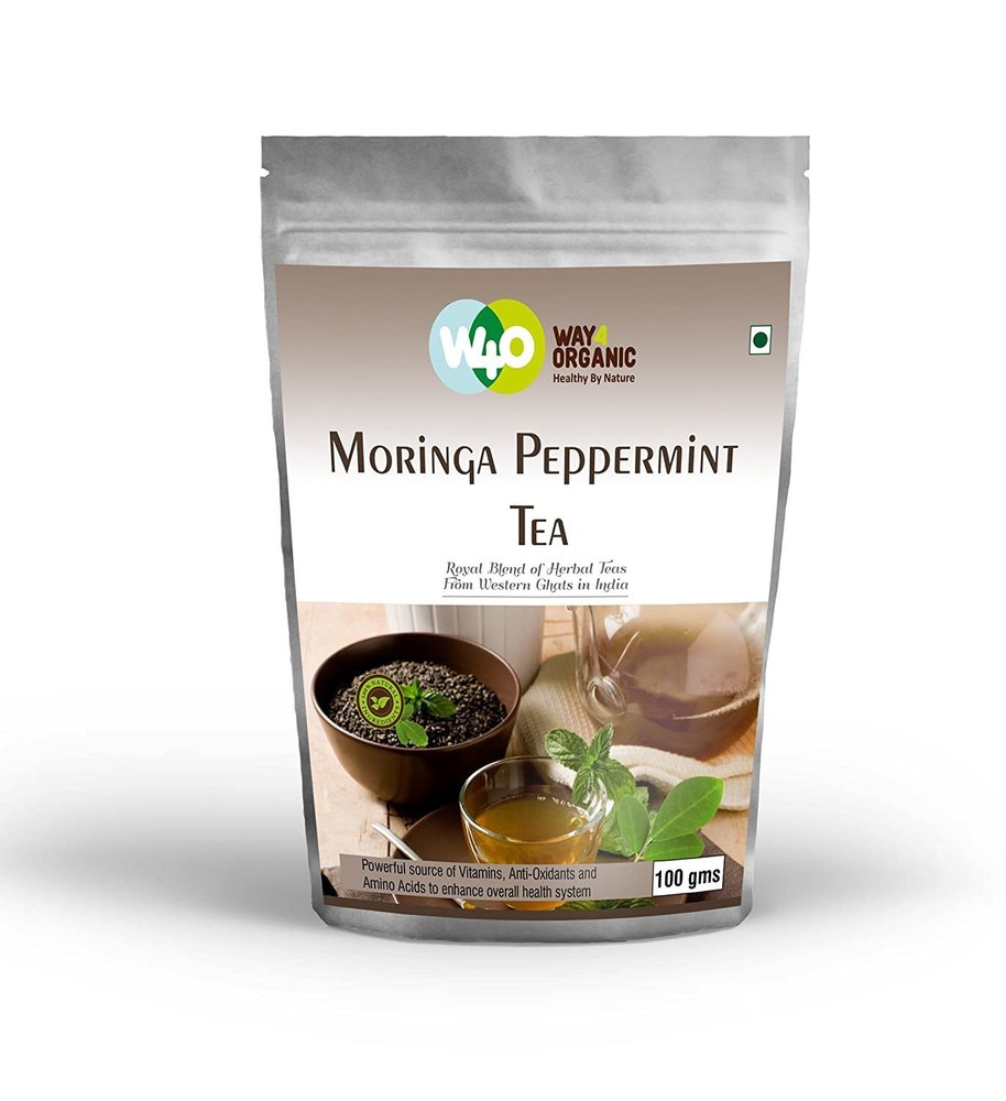 Way4Organic Moringa Peppermint Tea-100 grams in Pouch, Packaging Size: 25 Dips