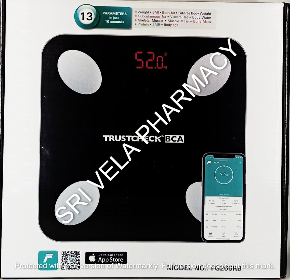 Stainless Steel Trustcheck Digital Bluetooth Fitness Body Composition Analyzer Monitor, Model Name/Number: Fg266rb