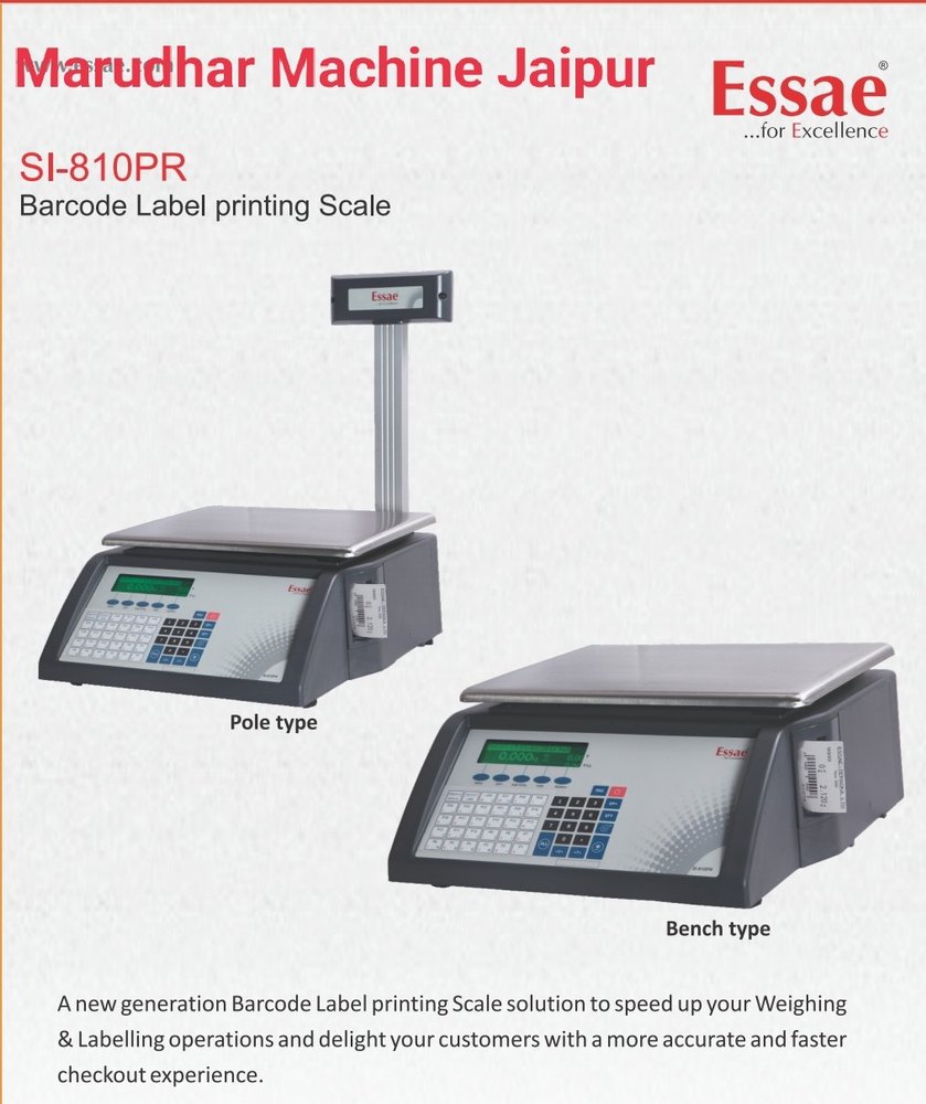 Essae Stainless Steel Scale Weighing Machine, For Bar Code Lable Printing, Model Name/Number: S1- 810 Pr