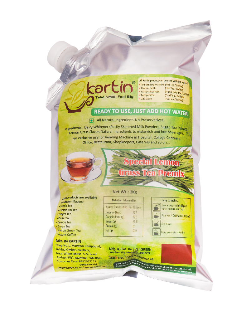 Kartin Blended Premium Lemon Grass Tea Premix, Powder, 1Kg